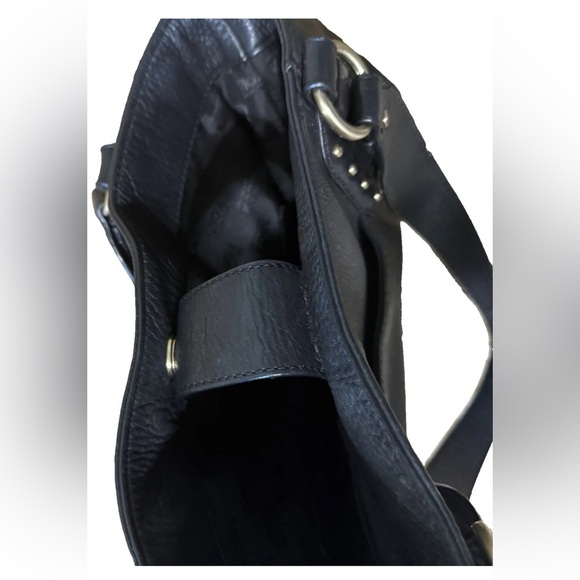 Michael Kors BIG VALLEY Large NS Tote Bag BLACK Leather Gold Tone Handbag - Picture 11 of 16